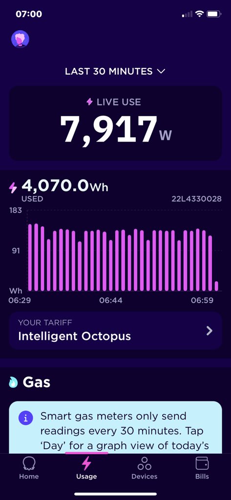 mumofsons's tweet photo. @OctopusEnergy Sorry, another problem. My mapped charging schedule increased following your boffins intervention; however, my first session this morning (6-6.30am) does not appear to have  been stopped by you at the end of the slot. Does this mean I have been charged 30mins at peak rate? https://t.co/MBplH7431c