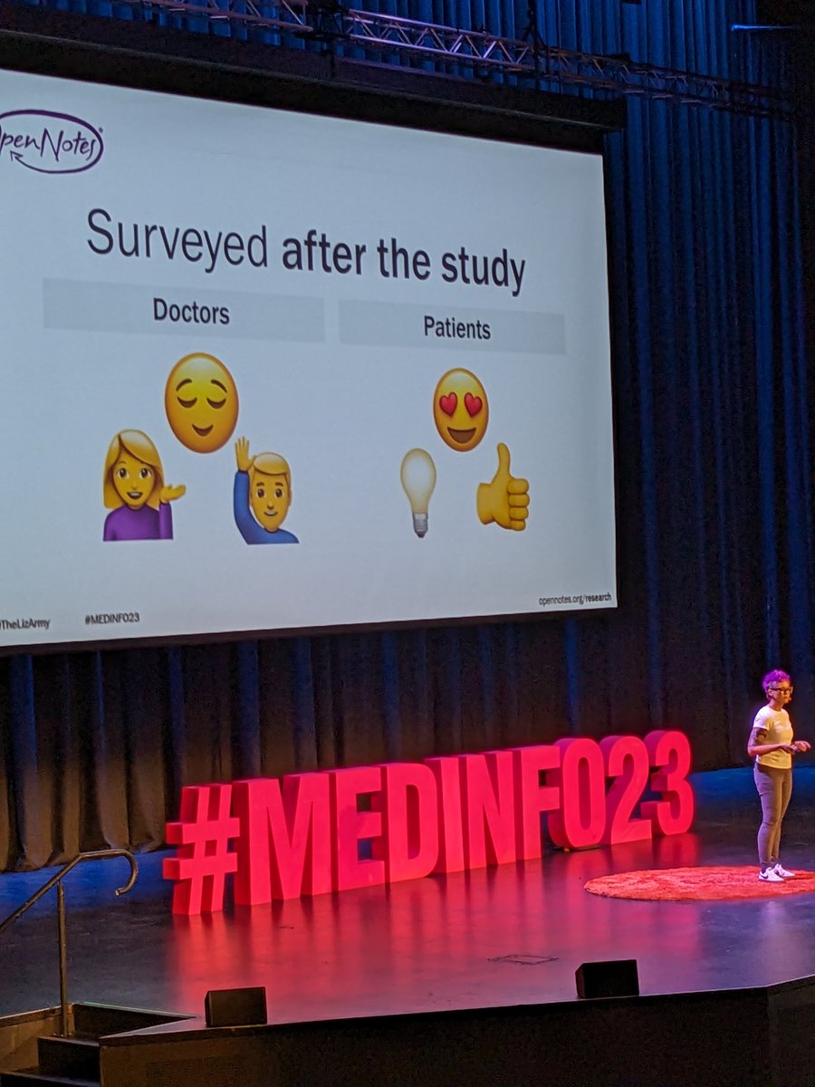 Should patients have access to their own notes? Yes, says the research. Patients feel more engaged in their health care when they have access to their own notes - better medication adherence, more trust, caregivers more informed - and NO change to clinician workflows #MEDINFO23