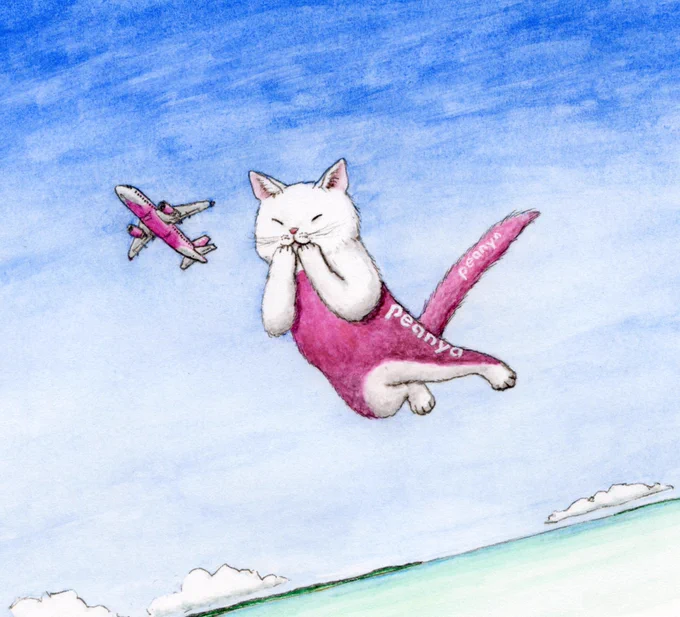 猫フライトCollection  いざ空へ!  #猫 #猫フライト #イラスト