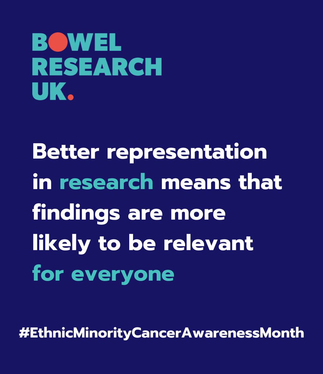 Certain groups of ethnicity are more susceptible to specific diseases. Active participation advances our understanding of bowel diseases and aids in developing inclusive and effective healthcare solutions. Get involved: bowelresearchuk.org/our-research/p… #EthnicMinorityCancerAwarenessMonth