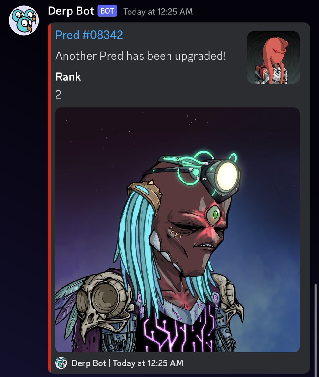 Derp Bot in discord just got a MASSIVE quality of life upgrade. You are now able to view the v1 PRED when the invading PRED arrive in their v2 forms!

Every 5 minutes a new PRED arrives!  Come see what’s doin.