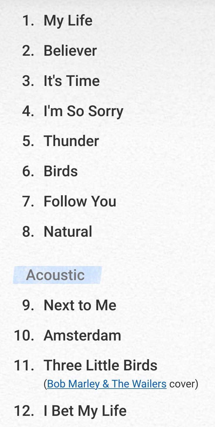 Imagine Dragons Daily on Twitter "Setlist from Imaginedragons at the
