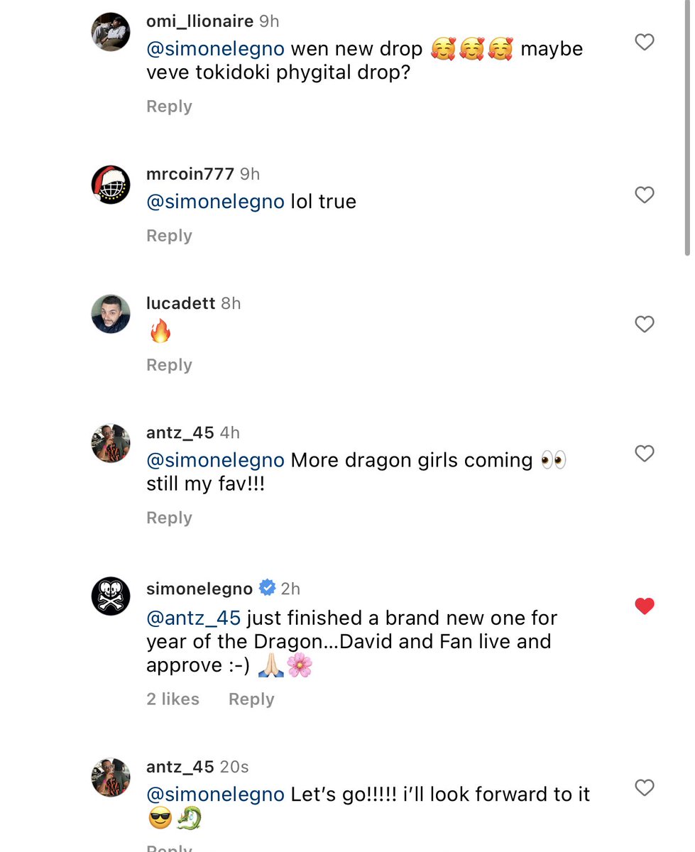 Blockchaincraze's tweet photo. More dragon girls confirmed!! 😎🐉 Grab you season 1s ASAP 👀@simonelegno @KayWChamp @VeVeVault @veve_official @tokidoki #veve #NFT #simonelegno #tokidoki https://t.co/6q7JHgqNjF