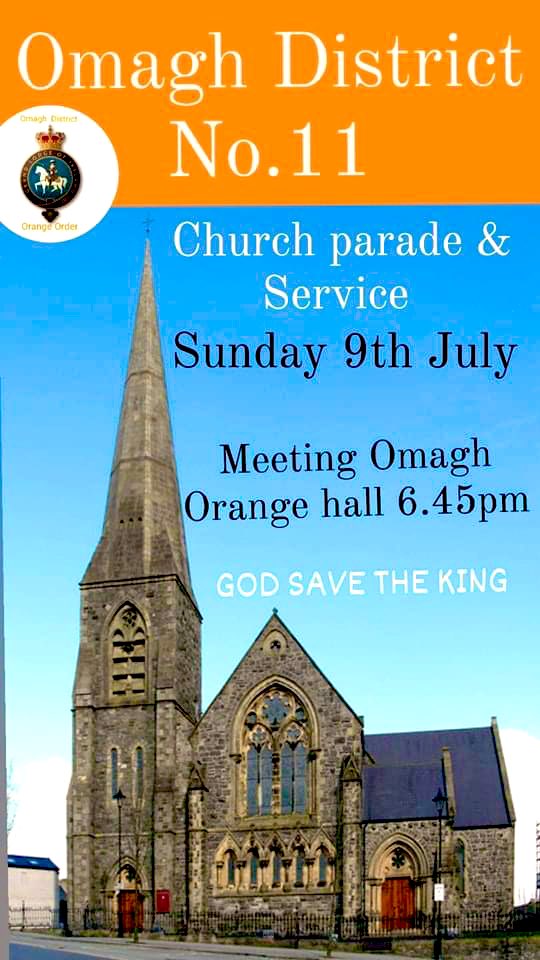 It will be a privilege for us to lead Omagh LOL No11 District on their annual church parade this evening.
