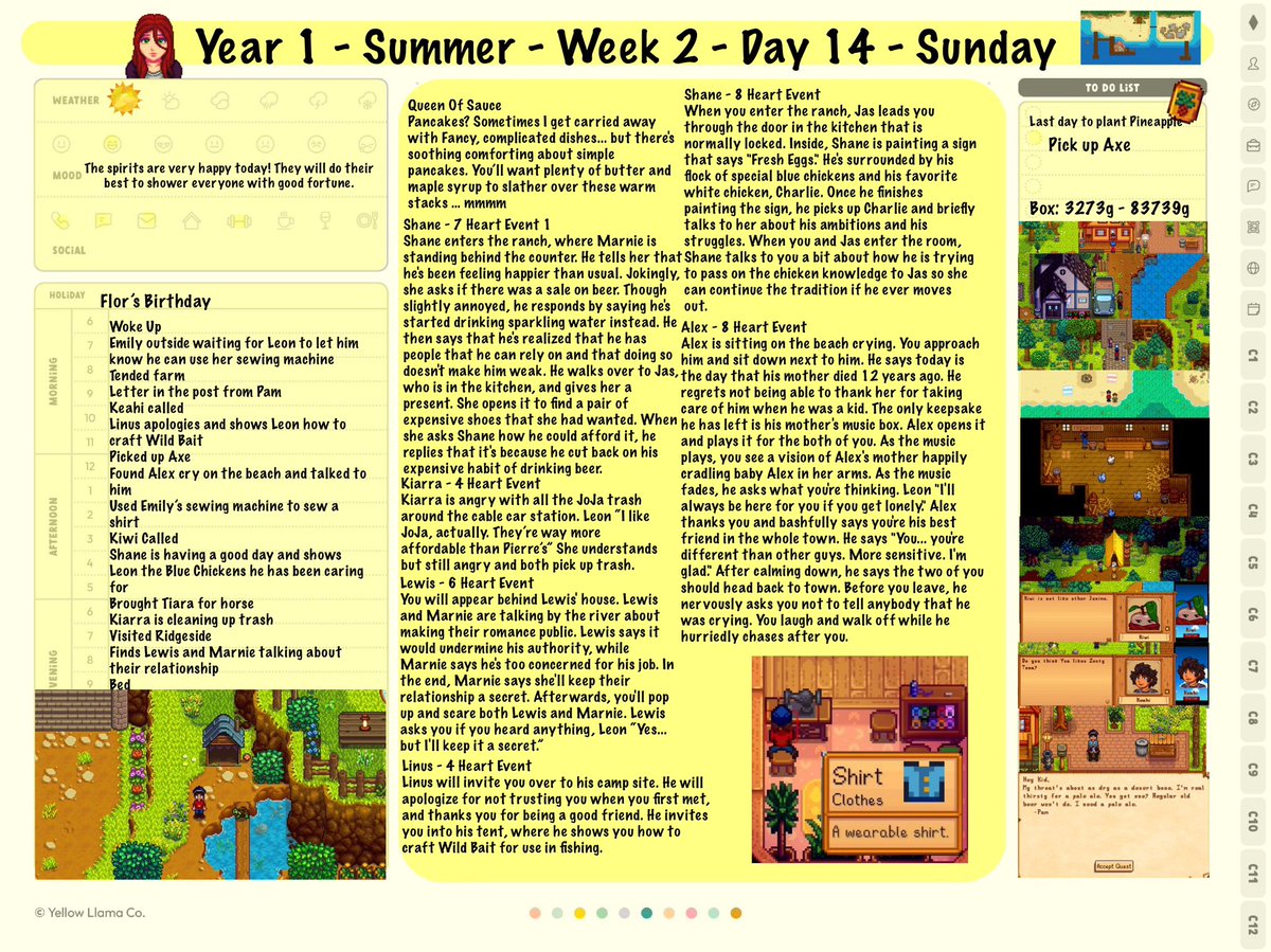 Neish39's tweet photo. Mods - Stardew Valley Expanded and Ridgeside Village mod
Planner - @yellowllamaco
#StardewValley #Gameplanner #StardewValleyExpanded #ridgesidevillage https://t.co/txoANsC0Yp
