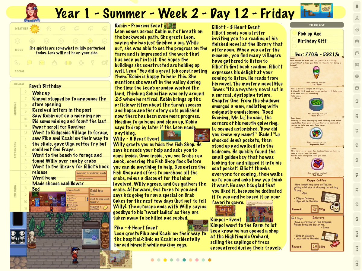 Neish39's tweet photo. Mods - Stardew Valley Expanded and Ridgeside Village mod
Planner - @yellowllamaco
#StardewValley #Gameplanner #StardewValleyExpanded #ridgesidevillage https://t.co/txoANsC0Yp