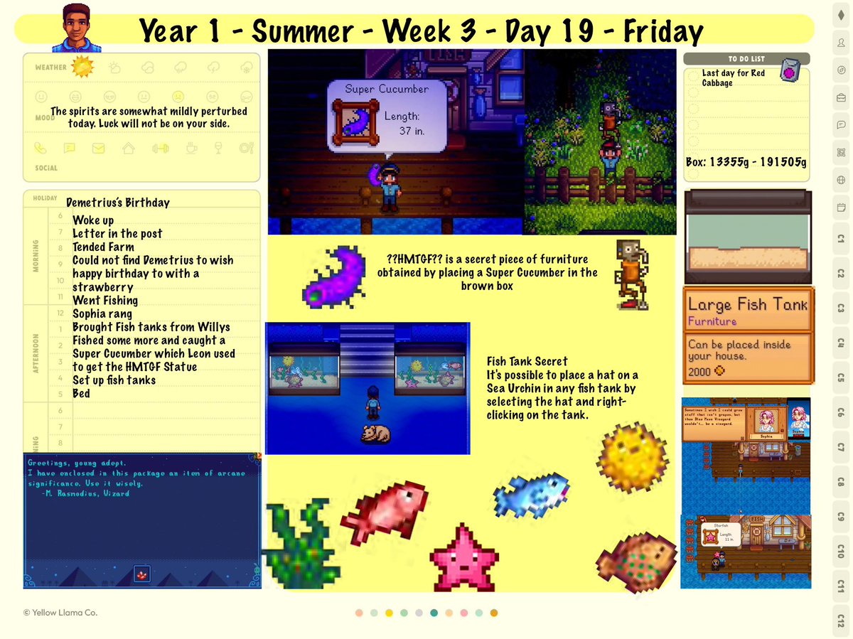 Neish39's tweet photo. Last Days of Summer
Mods - Stardew Valley Expanded and Ridgeside Village mod
Planner - @yellowllamaco
#StardewValley #Gameplanner #StardewValleyExpanded #ridgesidevillage https://t.co/6Ulv6fjmjg