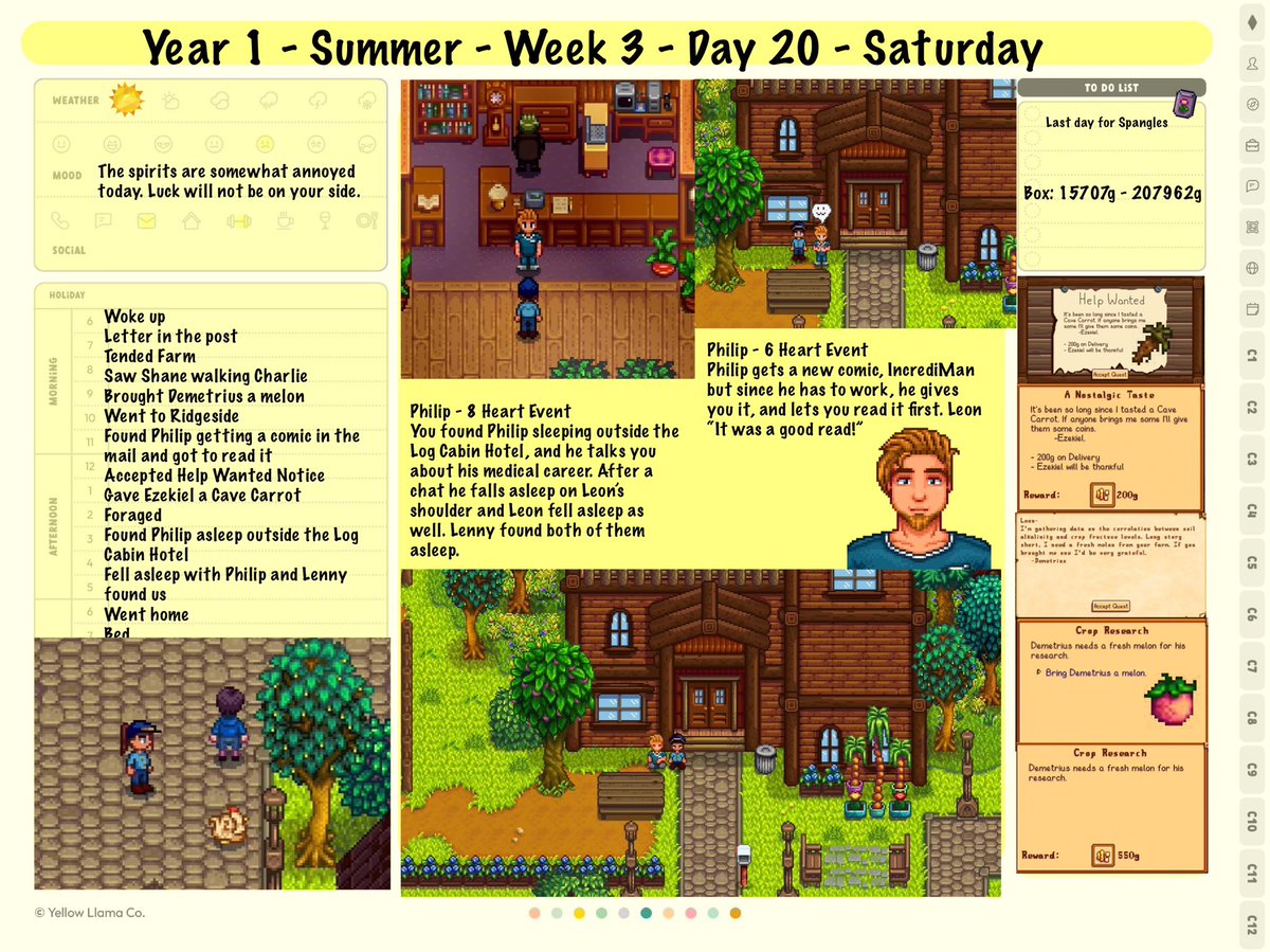 Neish39's tweet photo. Last Days of Summer
Mods - Stardew Valley Expanded and Ridgeside Village mod
Planner - @yellowllamaco
#StardewValley #Gameplanner #StardewValleyExpanded #ridgesidevillage https://t.co/6Ulv6fjmjg