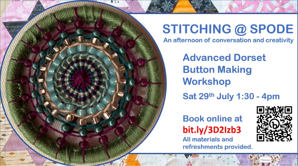 The latest Stitching @ Spode event is now live and you can secure your place by visiting bit.ly/3D2Izb3
It promises to be another great afternoon but beware spaces are limited and they usually sell out quickly! #textileart #buttons #sewing