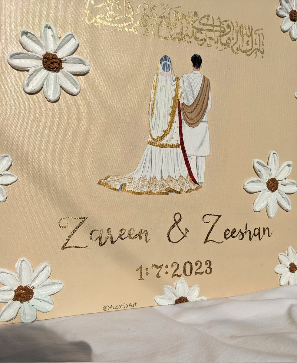 MusaffaSiddiq's tweet photo. My favorite piece of couple canvas that i made recently and love the final look❤️🥺
Let me know your thoughts about it please
#art
#painting 
#nikkahgift https://t.co/g3TvRDRkdG