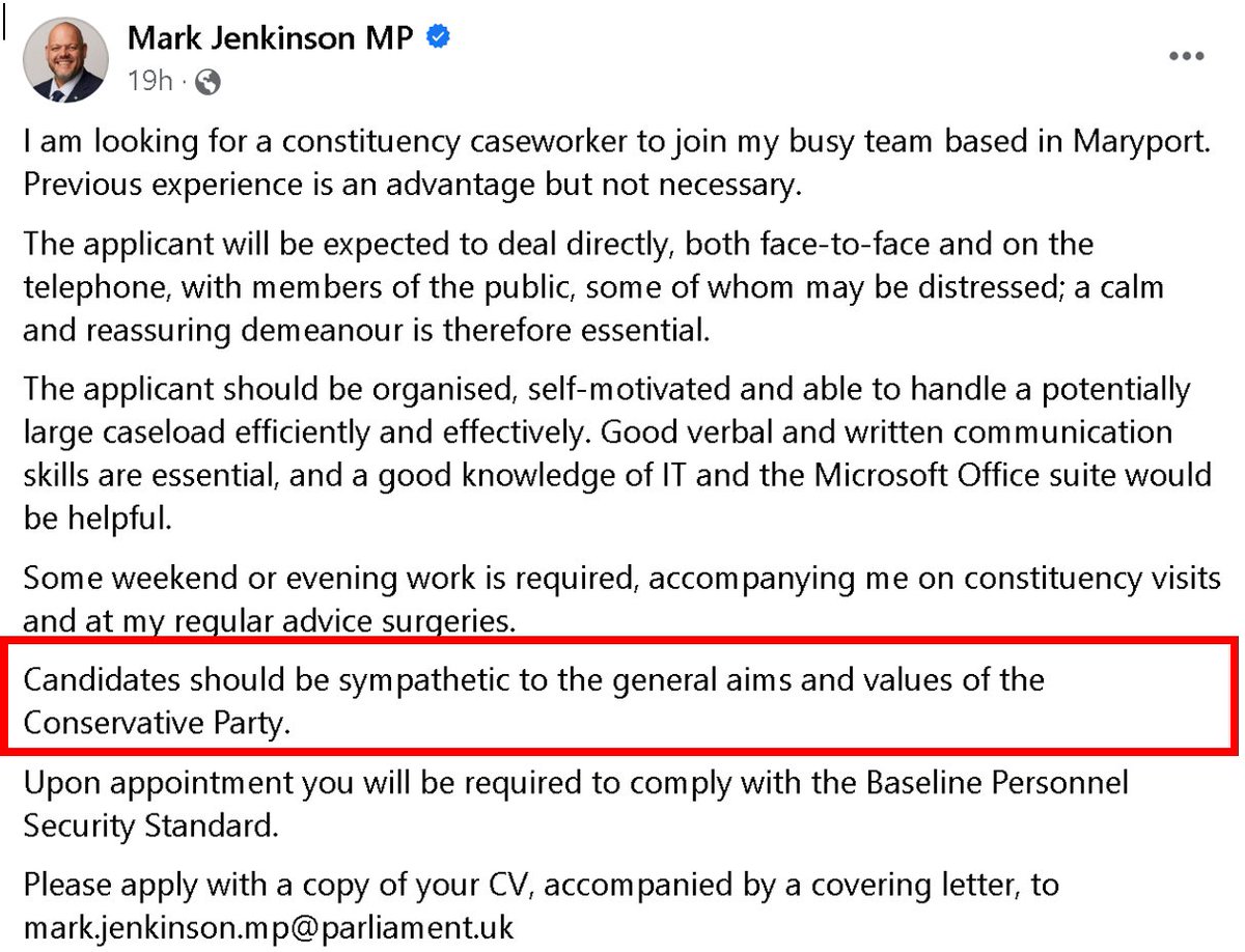 MittensOff's tweet image. Mark Jenkinson is looking for an assistant. This makes me think he's going to struggle to find a decent person to fill the role.
#ToriesOut367 #JenkinsonOut