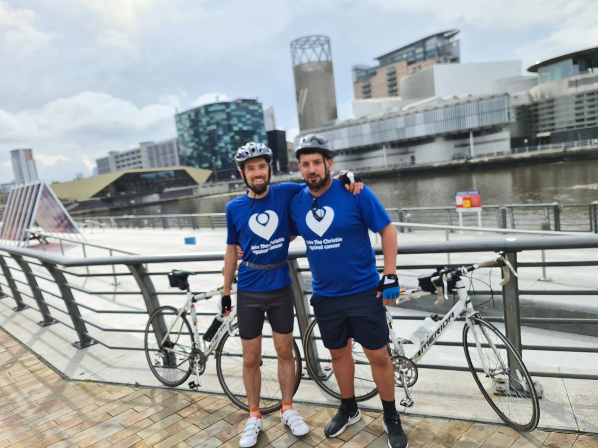 We set off from media city just before 9pm. Just stopped at Preston before soldiering on to Blackpool. Hoping to see the tower before 2pm <a href="/TheChristie/">The Christie Charity</a> #Blackpool #Manchester #BikeRide #bike