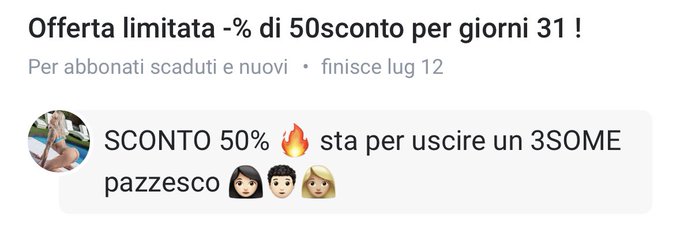 Sono immensamente buona oggi 😏 sta per uscire un video bomba e vi lascio uno SCONTO 50% per entrare e<a href="/tag/sex"class="tags"><span>#sex</span></a><a href="/tag/blonde"class="tags"><span>#blonde</span></a><a href="/tag/3some"class="tags"><span>#3some</span></a><a href="/tag/idraulico"class="tags"><span>#idraulico</span></a>