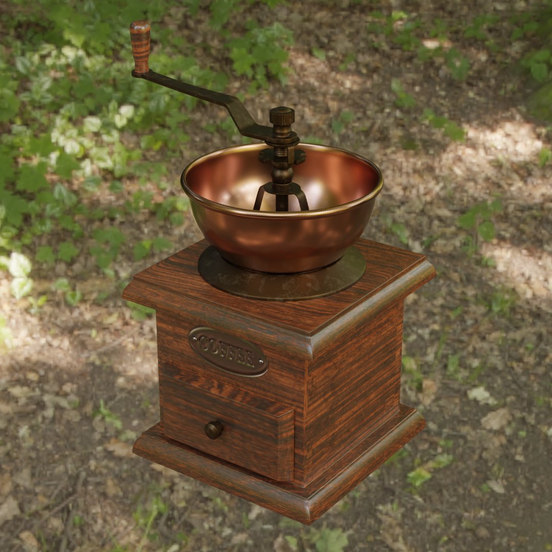 2日かかってフォトリアルなコーヒーミル完成！
次はこれを動かすらしいのだが、PCが耐えられそうになかったらeeveeでやっちゃいます。 https://t.co/BjU0RHrsYy