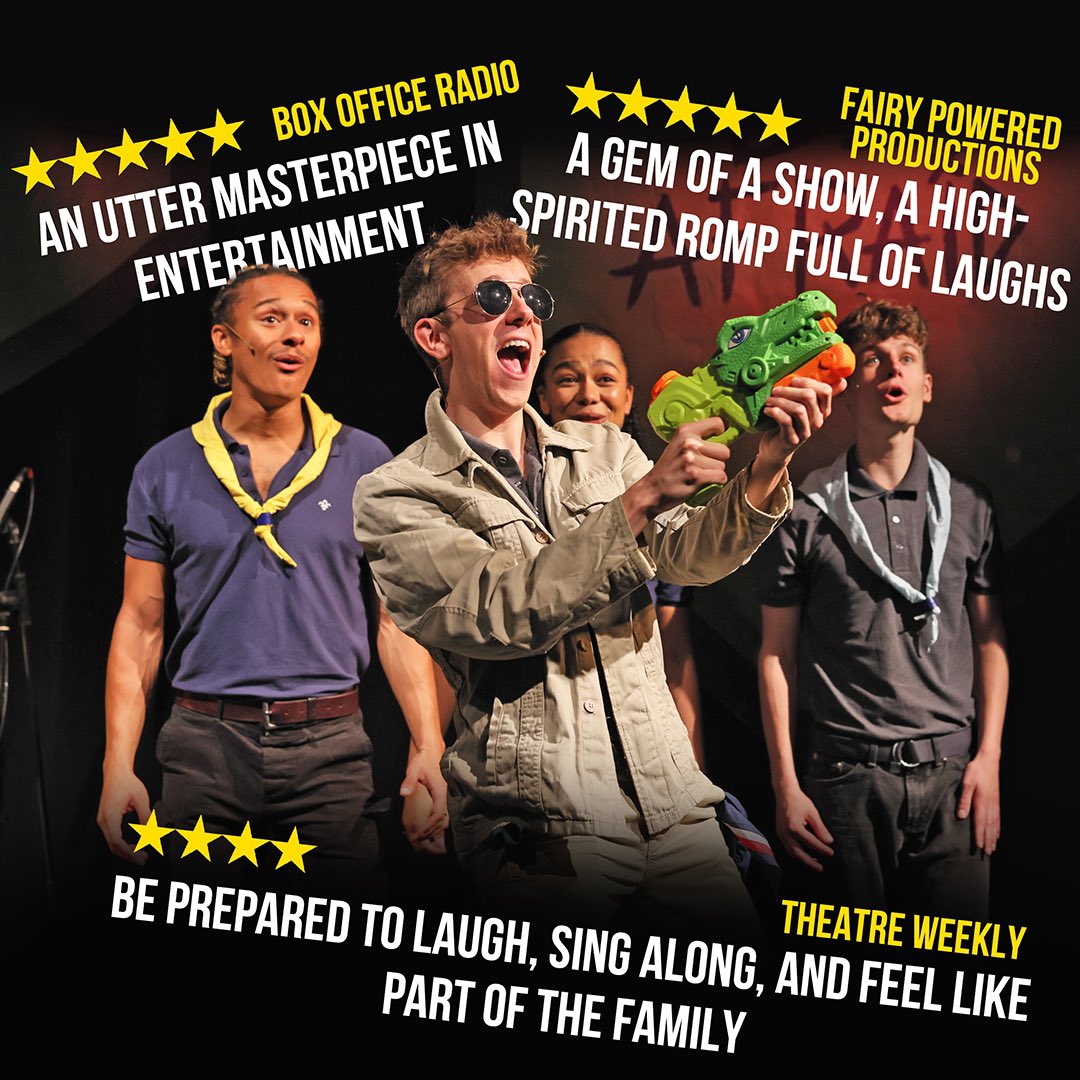 TheGigglemug's tweet photo. THIS IS YOUR FINAL CALL! Our last 2 performances of Scouts! The Musical @TheOtherPalace are TODAY! 😱🏕️ Only a few 🎟️ left so DON’T MISS OUT! https://t.co/dSsA6ytBdc https://t.co/VxnmEolo41