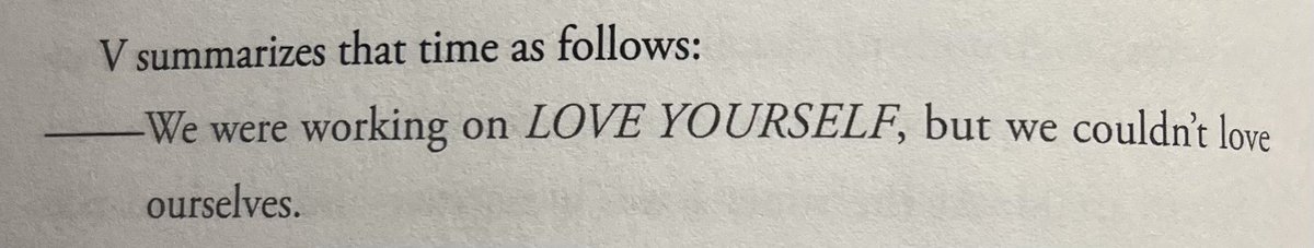 [SPOILER, TAEHYUNG]

"LOVE YOURSELF üzerinde çalışıyorduk, fakat biz kendimizi sevemedik."

– Beyond The Story