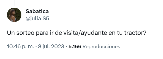 Pues que estoy viendo un puñao gente sorteando gafas, vacaciones en la playa, ropajes, campers, cosas y bueno:

Me pusieron esto y QUE LO VOY A SORTAR ALGO QUE NUNCA SE HIZO a quienes hagan rt

Sólo dos requisitos: 

- Tener carnet conducir
- No tener relación alguna con el campo