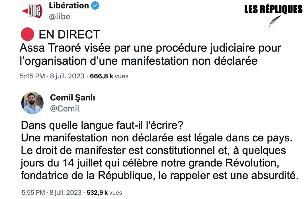 Les_Repliques's tweet photo. Marche parisienne pour Adama Traoré : une procédure judiciaire engagée contre Assa Traoré a annoncé la préfecture de police de Paris

@Cemil https://t.co/D7YpEKPRhJ