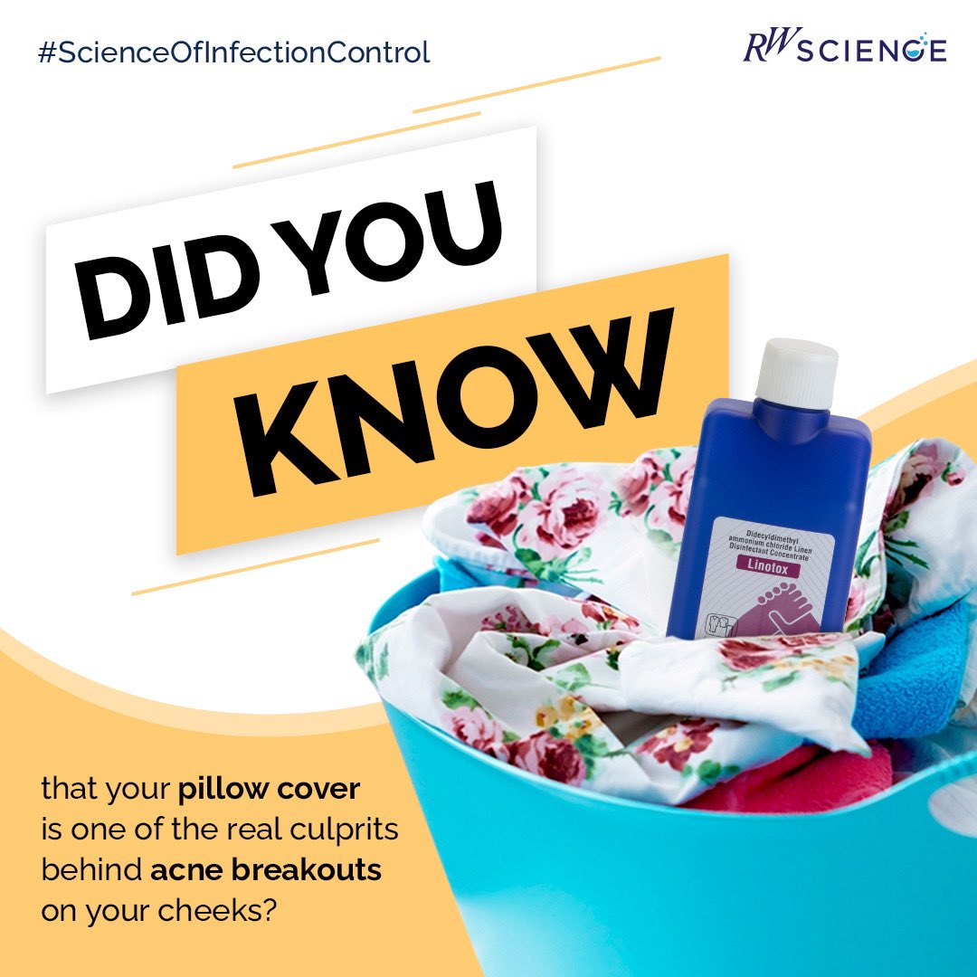Cleanse for Clear Skin! Don't let your pillow cover be the cause of your acne struggles! 

#HealthAndHygieneBlunders #HygieneMyths #CleanHandsSaveLives #StaySafe #RWScience #TrustInScience #ScienceofInfectionControl #StaySafe  #CleanseForClearSkin #HygieneHabits #HealthySkin
