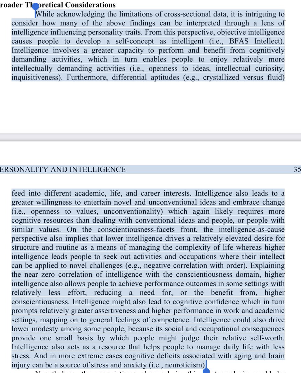 _alice_evans's tweet photo. The meta-analysis of personality traits &amp; intelligence is getting attention.

This discussion of possible feedback loops is nice.

If people think they’re clever, they may become more open, hear alternatives, take up cognitive challenges &amp; realise gains.

https://t.co/3HOjiLCERI https://t.co/2JCSN6v8s5