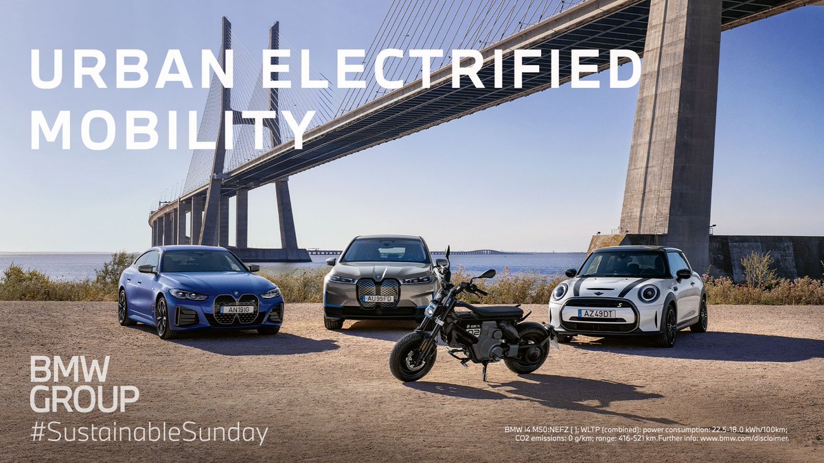 BMWGroup's tweet photo. Urban mobility made all-electric ⚡️
Our BEV family extends across all of our brands and is continually growing. By 2030, we aim to have delivered ten million all-electric vehicles to our customers.
#BWMGroup #SustainableSunday https://t.co/jndlNkKNW4