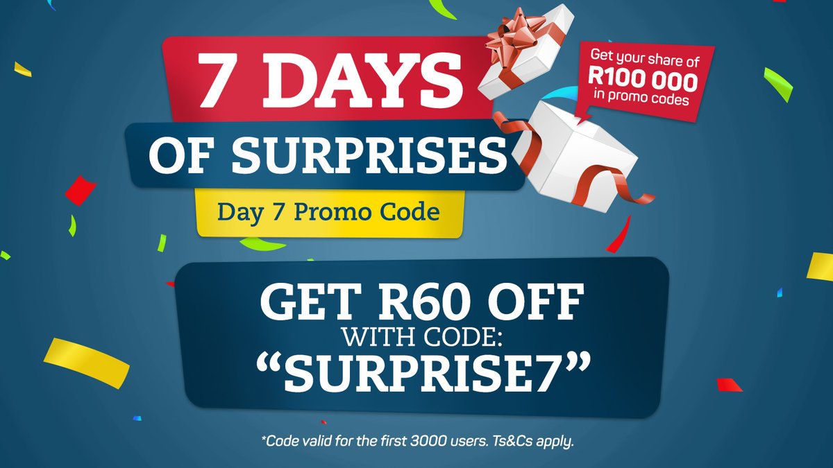 picknpayasap's tweet photo. We'll help you prep for the week! ππ₯¦ππ§ Get R60 off your order with code SURPRISE7! π€
Don't miss out! ππ½ββοΈπ²
*Valid 9 July only. Code valid for the first 3000 users. Ts&Cs apply.
#Birthday #BirthdayParty #SurpriseParty #CodeReveal #PromoCode https://t.co/18hPkqIsSz