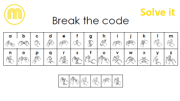 MakatonCharity's tweet photo. 🌟Solve it Sunday🌟

Can you break the code using fingerspelling? Let us know in the comments!

#Makaton #MakatonSigning https://t.co/7Y4GfM6HFm