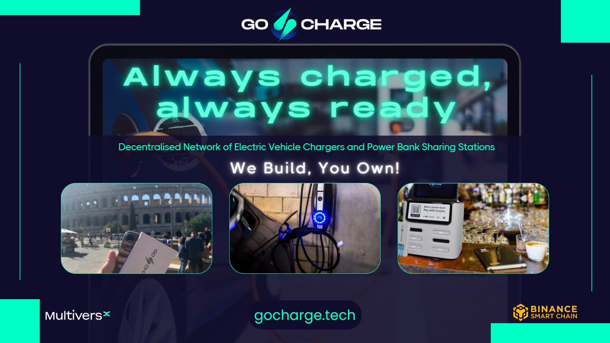 To move forward means to be $CHARGE up all the time.
@goChargeHQ
#Electricvehicle #EVCharge #Powerbank #Tesla
#web3 #GoCharge #MultiversX $EGLD #BNB