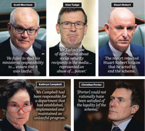 #TheMistakeMakers 

#Robodebt
#RobodebtRC 

#ScottMorrison 
#AlanTudge 
#StuartRobert 
#KathrynCampbell 
#ChristianPorter 

#ResignMorrison 

#PeterDutton
#auspol