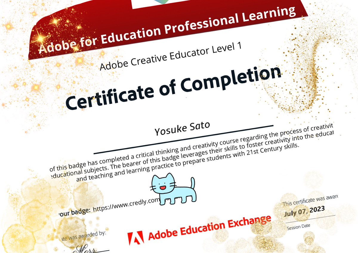 satton_canvar_u's tweet image. Adobe Creative Educator Level 1 Get!
まだまだ頑張ります！
#AdobeCreativeEducator