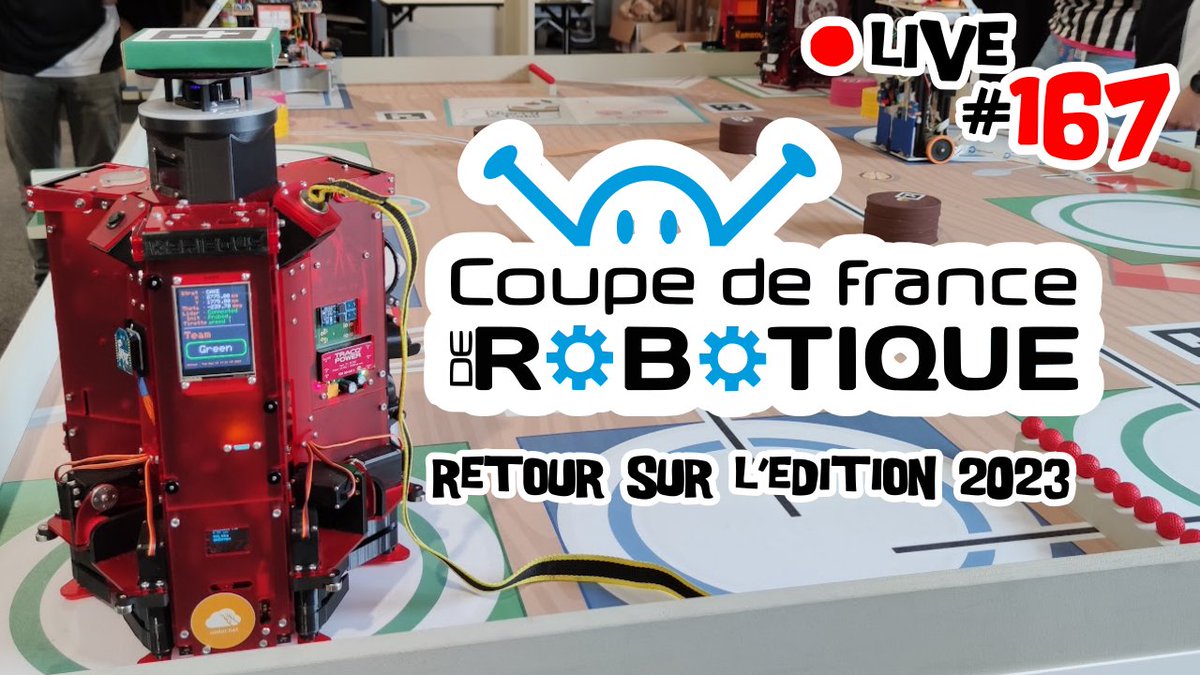 Nouvelle VOD sur la chaine ! Dans ce live 167 on vous fait un retour sur notre participation à la <a href="/CoupeRobotique/">Coupe de France de Robotique</a>  2023 avec l'équipe <a href="/LesKaribous/">Les Karibous</a> !
Et on se retrouve ce soir à 21h pour un nouveau live sur twitch 😉

👉 youtu.be/MPaY3KZsiBc