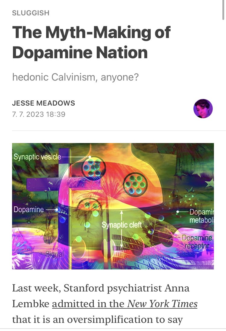 Great as always <a href="/slug_town/">jesse meadows</a> - for dopamine mythbusting and surplus population mistreatment through myths of CALVINIST BIOLOGY read now✨🐌open.substack.com/pub/sluggish/p…