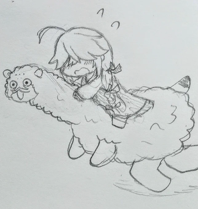 夕方のお絵描き
ボクアルパカに乗る浜波ちゃんと休みが終わる風雲 