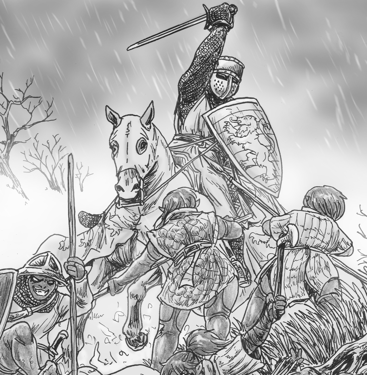 shabazik's tweet photo. Knights, pursuin what they thought was an enemy being routed, actually where drawn to an ambush in the swamps.

Fragment of a larger #drawing.

#knight #battle #ambush #fantasy https://t.co/lVIrWW37CO