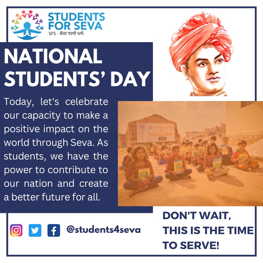 students4seva's tweet image. Students For Seva (SFS) celebrates National Students' Day, 75 years of Selfless Service towards the nation. 

#StudentsForSeva
#NationalStudentsDay
#9July