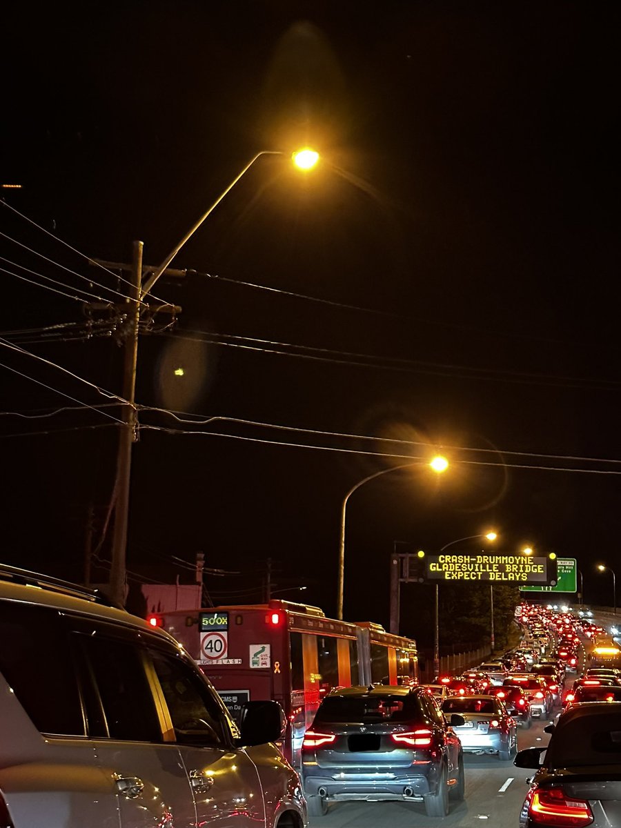 TRAFFIC ALERT: A multi-vehicle crash on the Gladesville Bridge in #Drummoyne is causing major traffic delays on all northbound lanes.