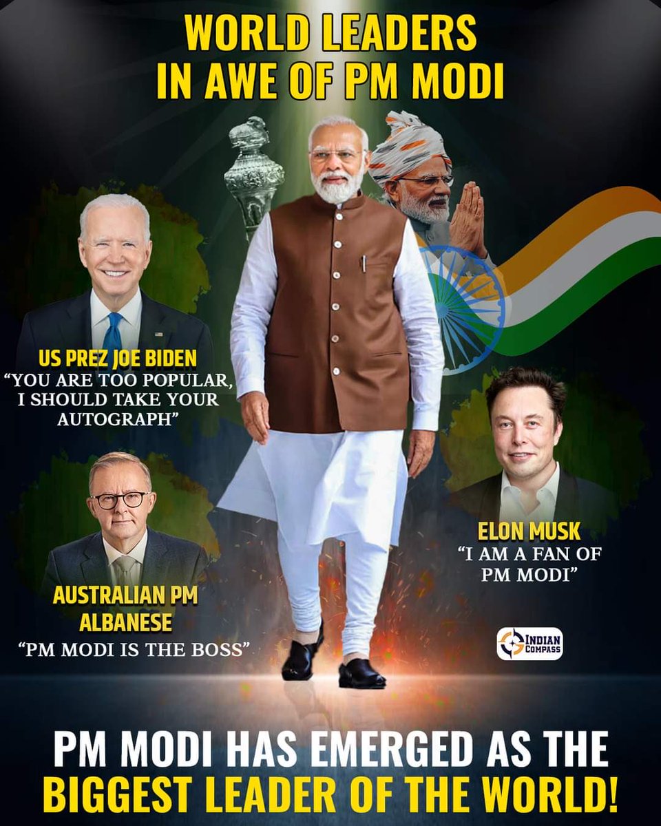 ChaubeyMeena's tweet photo. PM Modi Is The World’s Most Popular Leader.
#LoveModi #NarendraModi #Power #India https://t.co/mPh0CgU3YB