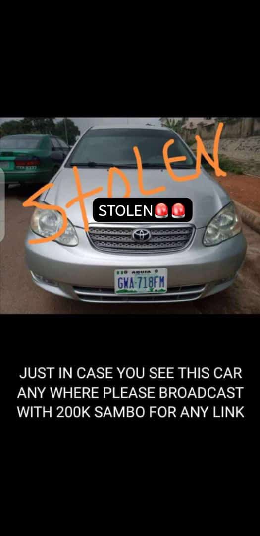 Otunbakush1's tweet photo. Another stolen vehicle in Abuja, pls if found alert the police

@PoliceNG https://t.co/qzBxMHQHaK