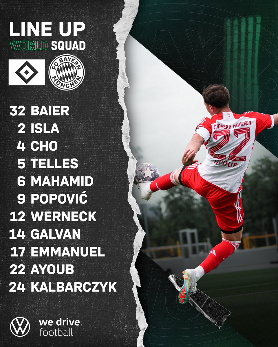 FCBayern's tweet photo. 🔴 𝐉𝐄𝐓𝐙𝐓 𝐋𝐈𝐕𝐄: Hamburger SV U19 vs. #FCBayern World Squad

Hier geht's zum Livestream 👉https://t.co/WZPrYswj4S

#MiaSanMia https://t.co/Cp5jplY7B2