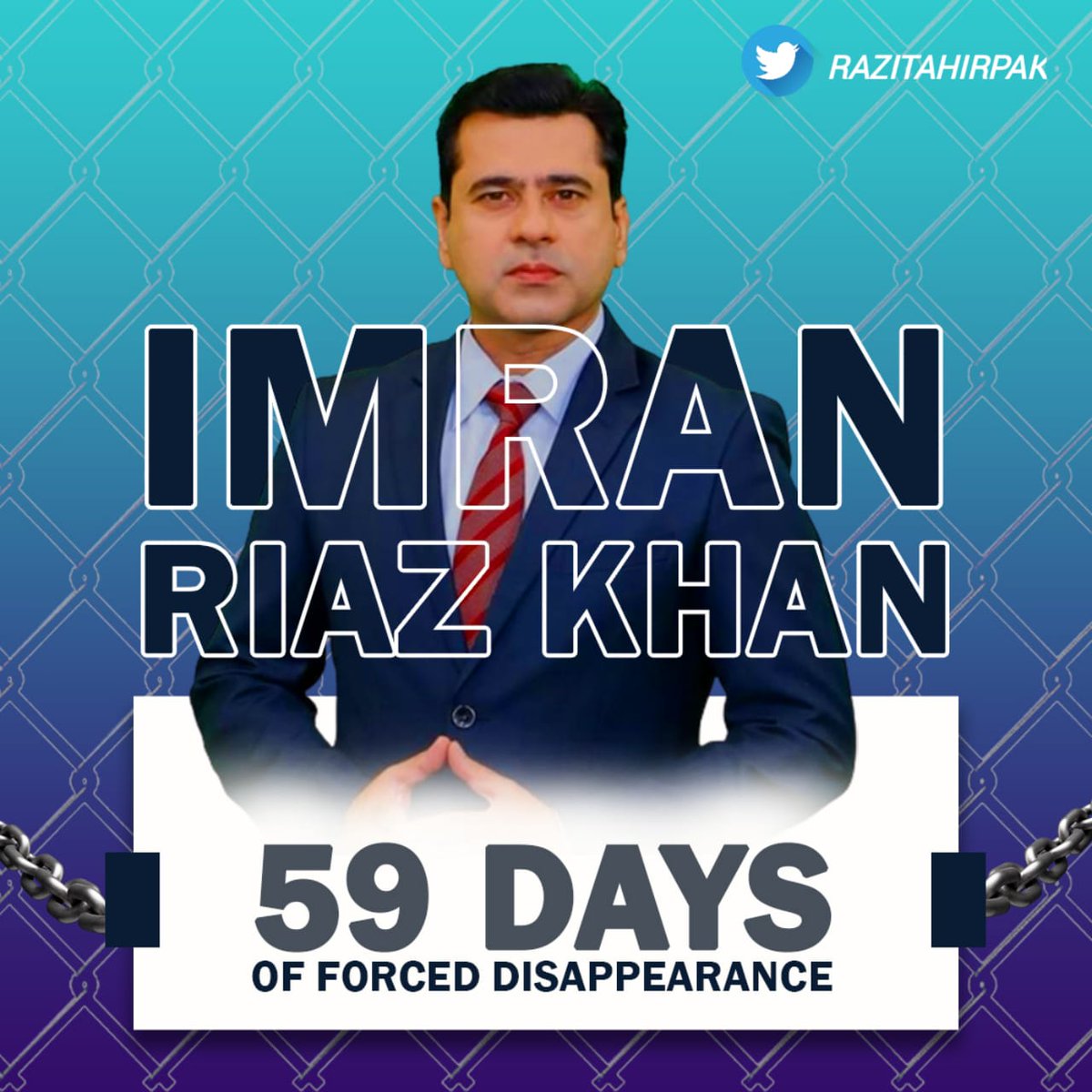 عمران ریاض خان 59 دن سے لاپتہ، قانون، آئین، جمہوریت اور انصاف بھی لاپتہ؛ کیا کریں، کیا کہیں، کیا لکھیں، چشم نم سے شرمندہ، ہم قلم سے شرمندہ!

#ReleaseImramRiazKhan