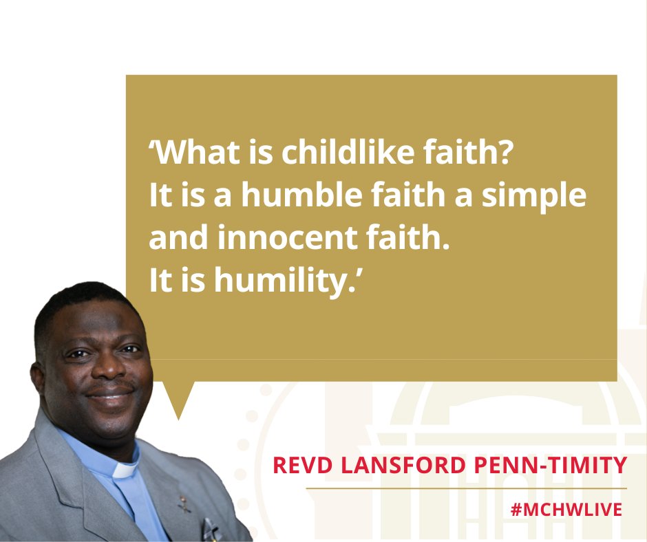 MethodistCentralHall (@mchw) on Twitter photo ‘What is childlike faith? It is a humble faith, a simple and innocent faith. It is humility.’
<a href="/RevLansford/">Revd Lansford Penn-Timity</a> #MCHWLIVE #Humility #Childlikefaith ‘What is childlike faith? It is a humble faith, a simple and innocent faith. It is humility.’
<a href="/RevLansford/">Revd Lansford Penn-Timity</a> #MCHWLIVE #Humility #Childlikefaith