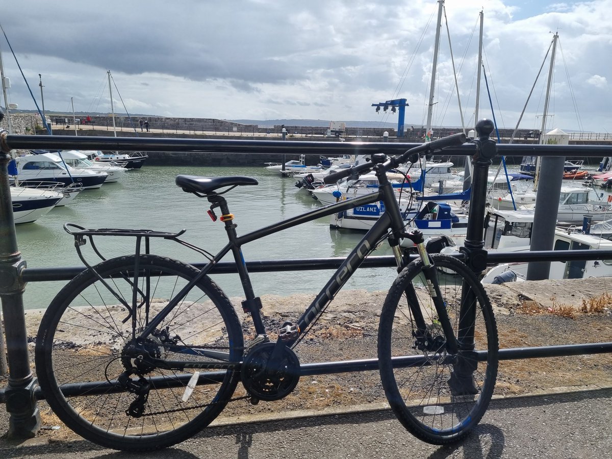 Morning ride on my "hog" to the harbour for coffee.