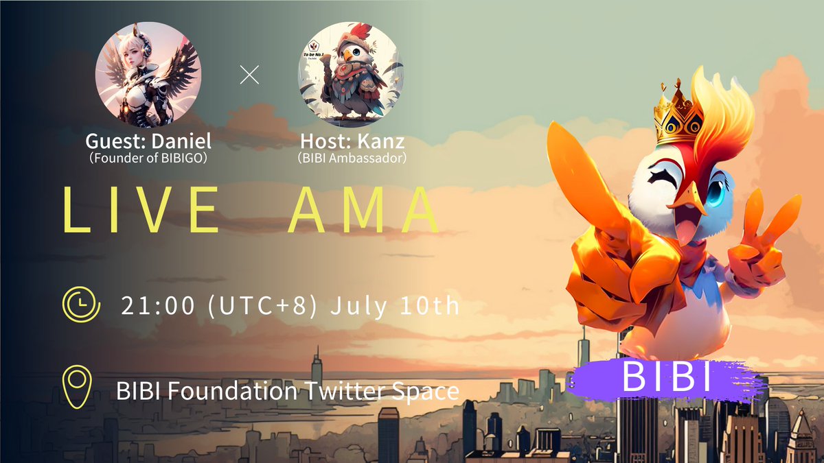 BIBI_Foundation's tweet photo. AMA at 21:00 (UTC+8) on July 10th 🎉 

#BIBI X #BIBIGO 

Looking forward to our AMA with BIBIGO https://t.co/hzXUCJqd6t  from our community developers!

#BIBI By the Community For the Community

@BIBI_Media @BIBI_Builder_ 
#Web3 #memecoins #cryptocurrencies https://t.co/qQFbgwAGGf