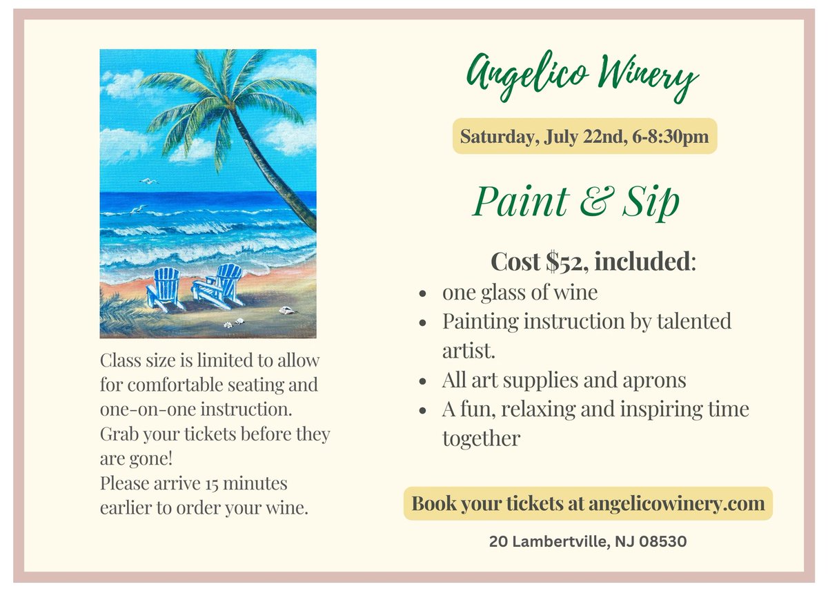 LlcWinery's tweet photo. Come chill out with us at the vineyard and let your creativity run wild! Our next Paint &amp; Sip will be hosted on Saturday, July 22nd.  Be sure to get your tickets before spots run out! 
https://t.co/QAn0zs5EZ4 https://t.co/VECyHbzEZ8