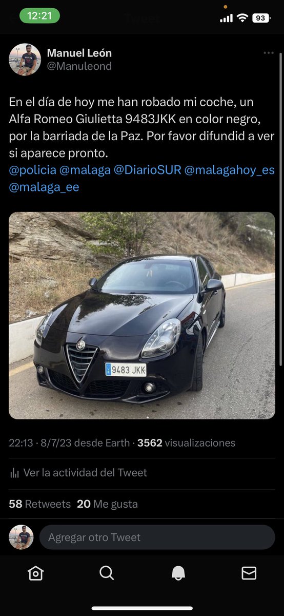 Gracias a todos por la difusión, acaba de aparecer el coche.