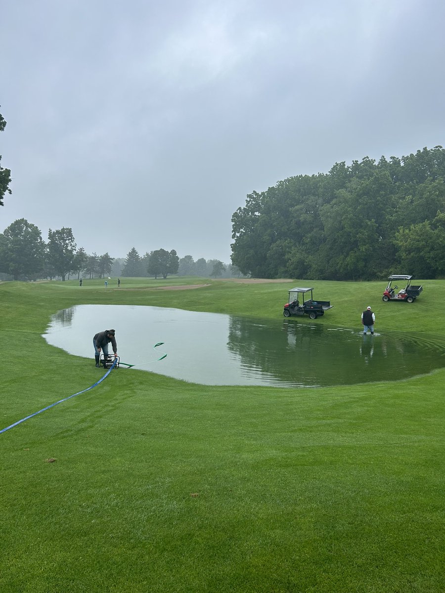 ChrisKTurf's tweet photo. Huge storm last week, 2 inches in almost 2 hours. Lightening strike in the 10th fairway, blew up a head and cracked a decoder. Non stop water from 7:30 Monday night until 5:30 Tuesday morning. https://t.co/vkoXCM0STh