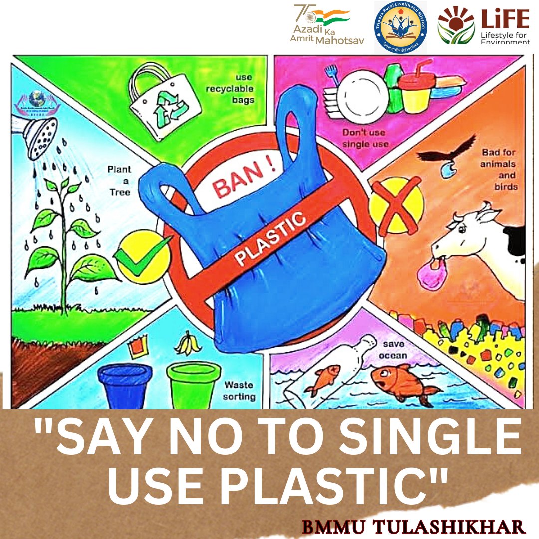 Plastic products are produced using petroleum, natural gas and other chemicals. Its production is toxic to the environment. 
So lets please stop using single use plastic and save the environment.
#ChooseLiFE #TRLM #BMMUTulashikhar #Stopsingleuseplastic #saveourenvironment