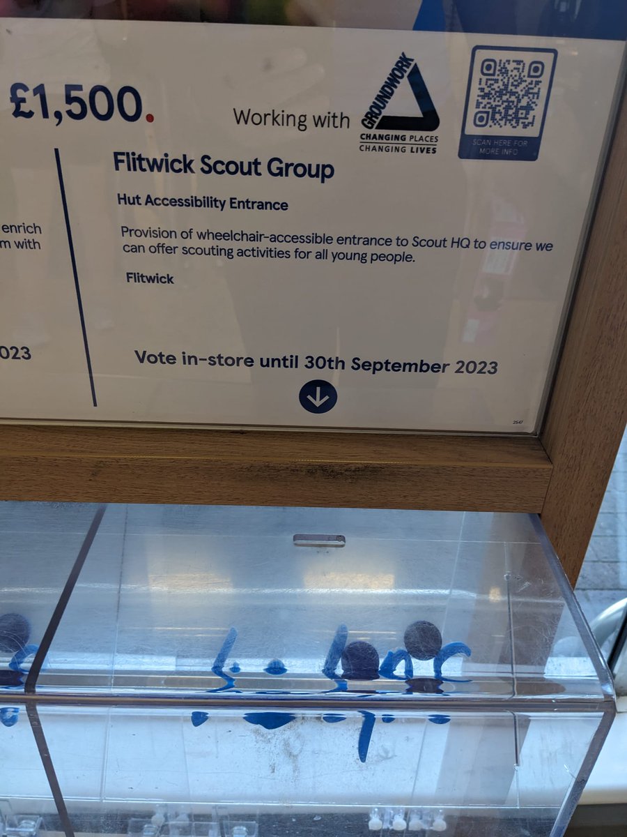FlitwickScouts's tweet photo. Please vote for us at the blue token scheme at Flitwick Tesco 😃 https://t.co/ZWpS3jSOER