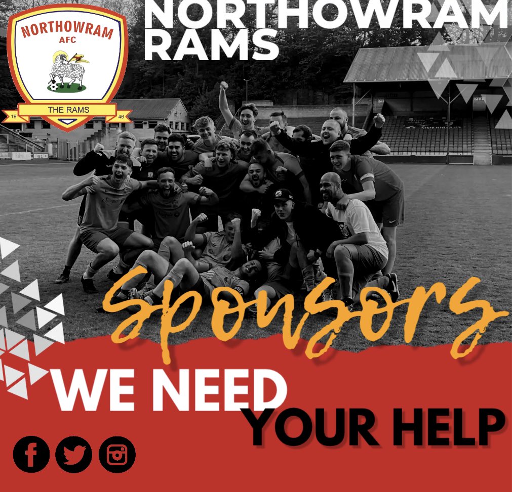 With the progression of the club and following several years without a new main sponsor Northowram AFC are looking for a business or businesses to become the clubs new regular sponsors for this season and potentially going forward….