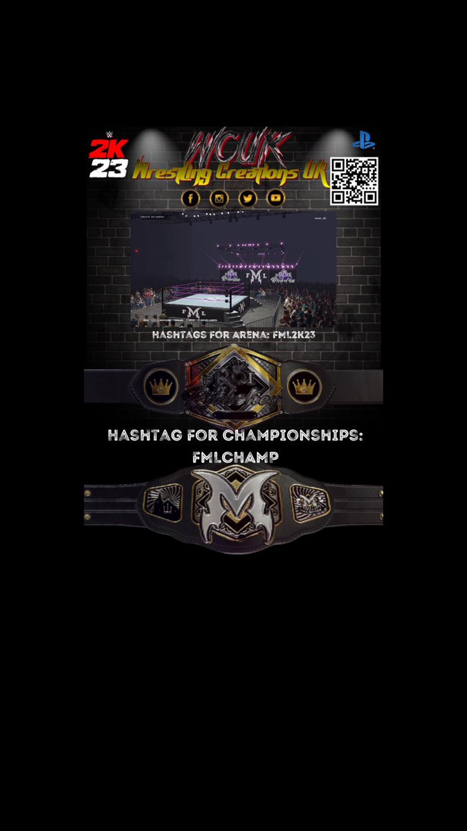 WCUK2018's tweet image. Yesterday’s creations FML arena and 2 championships ready for download on 2k23

Hashtags: FML2k23
  FMLCHAMP

#wrestlingcreationsuk 
#fmlutte 
#prowrestling
#playstation 
#2k23